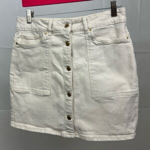 Michael Kors Cream Denim Button Front Mini Skirt – Size 6